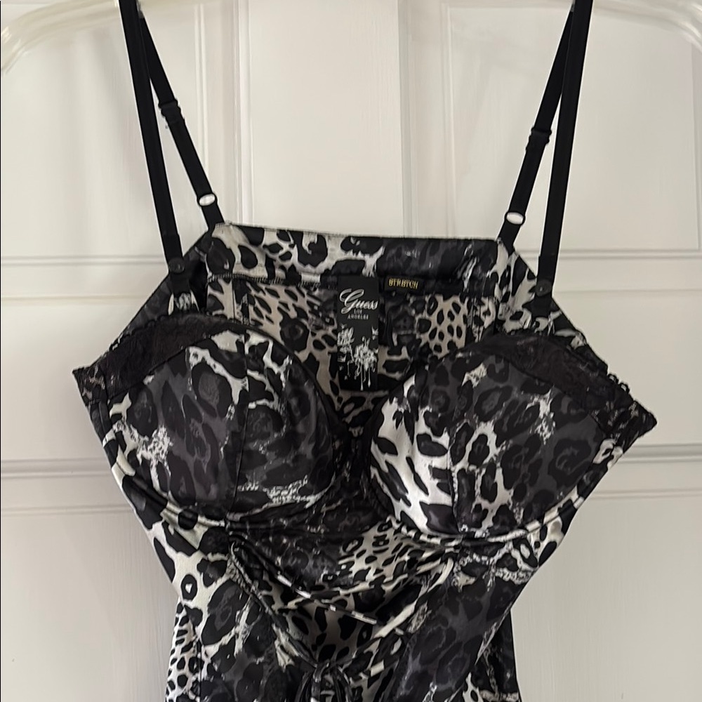 Guess Animal Print Satin Bustier